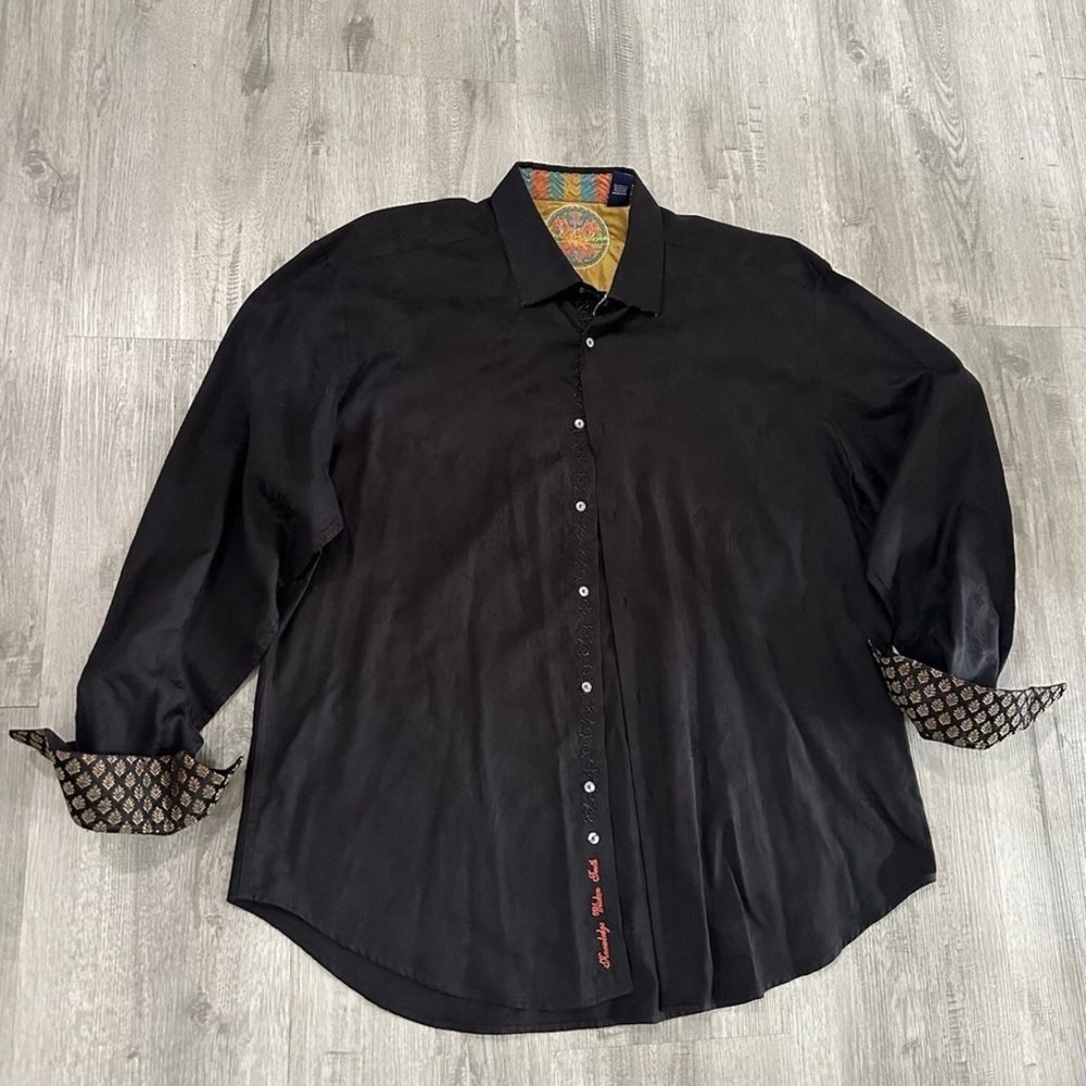 #203 Robert Graham Black Embroidered Sports Shirt Size Xxl Retail $278